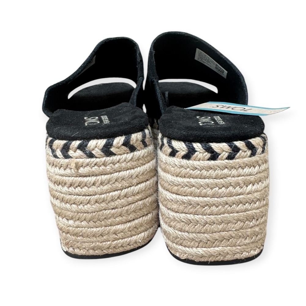 TOMS Laila Mule Black Suede Platform Espadrille Sandals Womens 8.5 10020762 NEW - Picture 3 of 6